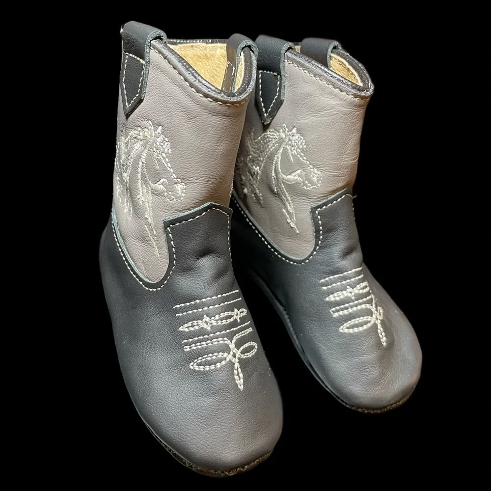 Montreal INFANT  SOFT SOLE COWBOY BOOTS horse embroidery